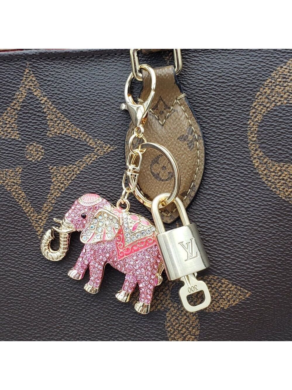 LV Gold Padlock 🔑 Authentic Louis Vuitton Charm + Unbranded Elephant Keychain